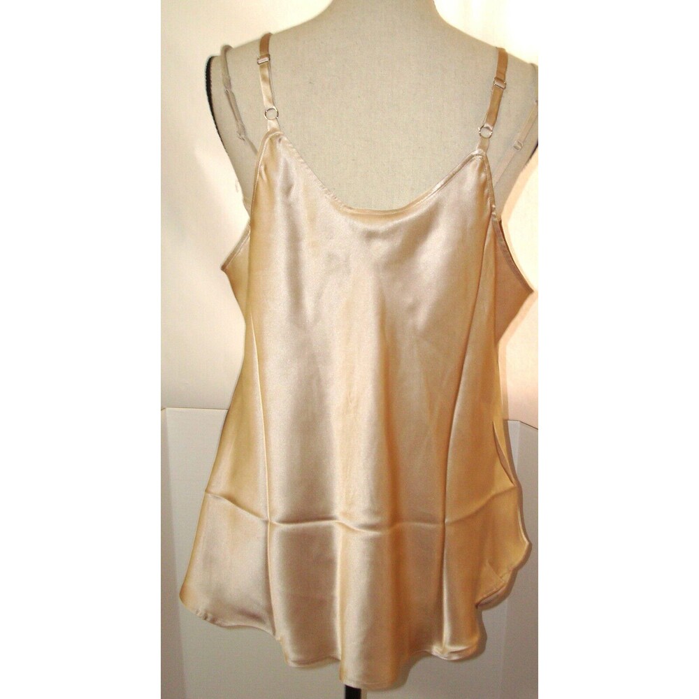 NWT New Ryllace 20 Silk Blouse Cami Beige Champagne Tank Camisole Top Plus Shiny - Picture 6 of 13